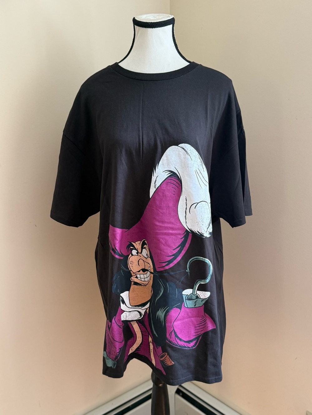 Disney Black Graphic Captain Hook Crewneck T-Shirt XL